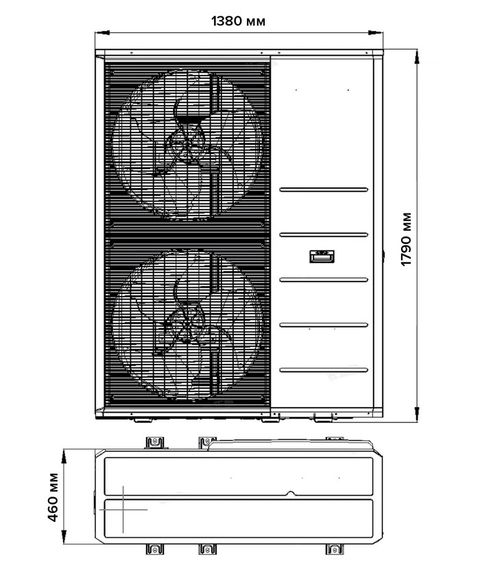 Габаритні розміри теплового насоса Mycond Aquaterra 1380×1790×460 мм