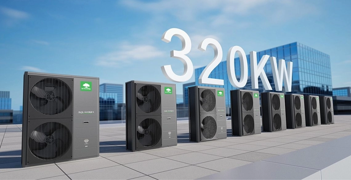 Каскад до 8 теплових насосів Mycond Aquaterra загальною потужністю до 320 кВт